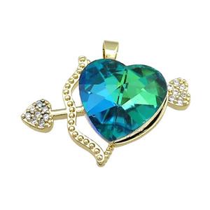Copper CupidArrow Pendant Pave Crystal Glass Zircon Gold Plated, approx 18mm, 25-35mm [FN38343]