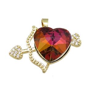 Copper CupidArrow Pendant Pave Crystal Glass Zircon Gold Plated, approx 18mm, 25-35mm [FN38344]