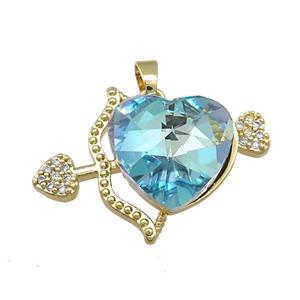 Copper CupidArrow Pendant Pave Crystal Glass Zircon Gold Plated, approx 18mm, 25-35mm [FN38345]