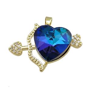 Copper CupidArrow Pendant Pave Crystal Glass Zircon Gold Plated, approx 18mm, 25-35mm [FN38346]