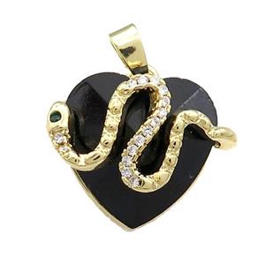Copper Snake Pendant Pave Crystal Glass Zircon Gold Plated, approx 18mm [FN38351]