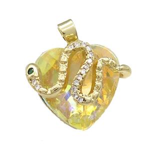 Copper Snake Pendant Pave Crystal Glass Zircon Gold Plated, approx 18mm [FN38352]