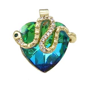 Copper Snake Pendant Pave Crystal Glass Zircon Gold Plated, approx 18mm [FN38357]