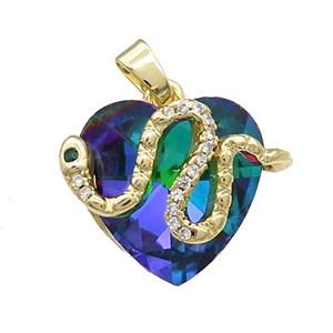 Copper Snake Pendant Pave Crystal Glass Zircon Gold Plated, approx 18mm [FN38359]