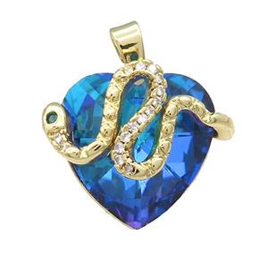 Copper Snake Pendant Pave Crystal Glass Zircon Gold Plated, approx 18mm [FN38360]