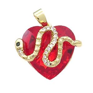 Copper Snake Pendant Pave Crystal Glass Zircon Gold Plated, approx 18mm [FN38361]