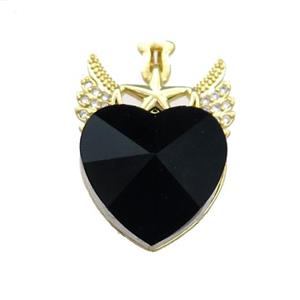 Copper Angel Wings Pendant Pave Crystal Glass Zircon Gold Plated, approx 18mm, 20-28mm [FN38375]