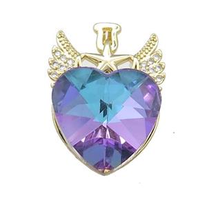 Copper Angel Wings Pendant Pave Crystal Glass Zircon Gold Plated, approx 18mm, 20-28mm [FN38379]