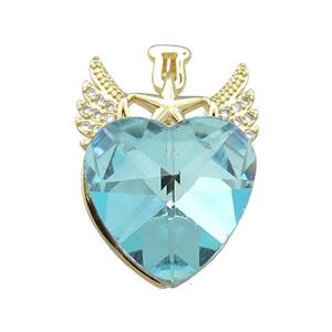 Copper Angel Wings Pendant Pave Crystal Glass Zircon Gold Plated, approx 18mm, 20-28mm [FN38381]