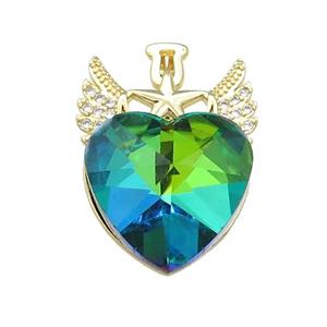 Copper Angel Wings Pendant Pave Crystal Glass Zircon Gold Plated, approx 18mm, 20-28mm [FN38384]