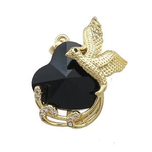 Copper Phenix Pendant Pave Crystal Glass Zircon Gold Plated, approx 18mm, 20-30mm [FN38387]