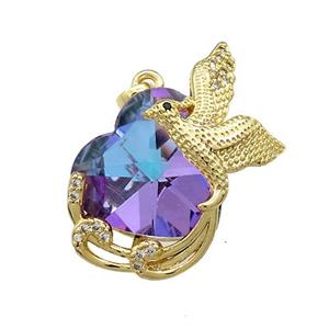 Copper Phenix Pendant Pave Crystal Glass Zircon Gold Plated, approx 18mm, 20-30mm [FN38390]