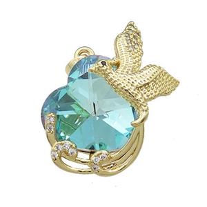 Copper Phenix Pendant Pave Crystal Glass Zircon Gold Plated, approx 18mm, 20-30mm [FN38391]