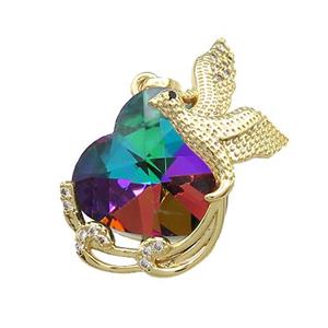 Copper Phenix Pendant Pave Crystal Glass Zircon Gold Plated, approx 18mm, 20-30mm [FN38392]