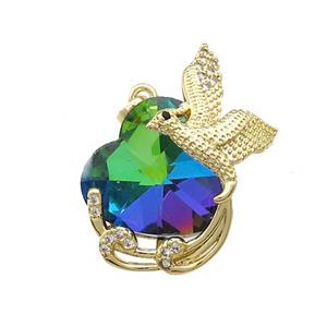 Copper Phenix Pendant Pave Crystal Glass Zircon Gold Plated, approx 18mm, 20-30mm [FN38393]