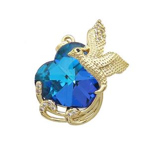 Copper Phenix Pendant Pave Crystal Glass Zircon Gold Plated, approx 18mm, 20-30mm [FN38394]