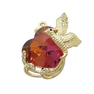 Copper Phenix Pendant Pave Crystal Glass Zircon Gold Plated, approx 18mm, 20-30mm [FN38395]