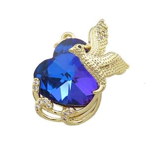 Copper Phenix Pendant Pave Crystal Glass Zircon Gold Plated, approx 18mm, 20-30mm [FN38396]