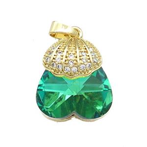 Copper Shlled Pendant Pave Crystal Glass Zircon Gold Plated, approx 18-20mm [FN38404]