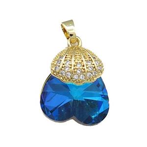 Copper Shlled Pendant Pave Crystal Glass Zircon Gold Plated, approx 18-20mm [FN38406]