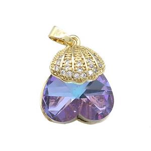 Copper Shlled Pendant Pave Crystal Glass Zircon Gold Plated, approx 18-20mm [FN38407]