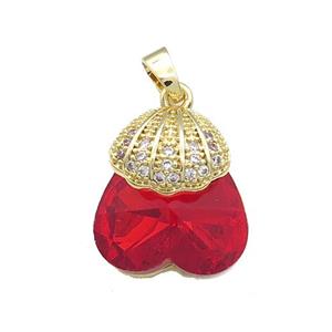 Copper Shlled Pendant Pave Crystal Glass Zircon Gold Plated, approx 18-20mm [FN38409]