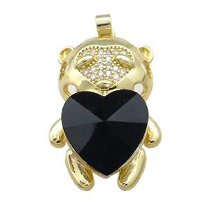 Copper Mouse Pendant Pave Crystal Glass Zircon Gold Plated, approx 23-35mm [FN38411]
