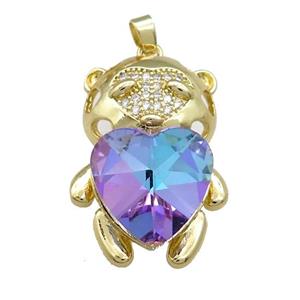 Copper Mouse Pendant Pave Crystal Glass Zircon Gold Plated, approx 23-35mm [FN38413]