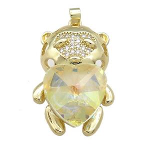 Copper Mouse Pendant Pave Crystal Glass Zircon Gold Plated, approx 23-35mm [FN38414]