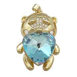 Copper Mouse Pendant Pave Crystal Glass Zircon Gold Plated, approx 23-35mm [FN38415]