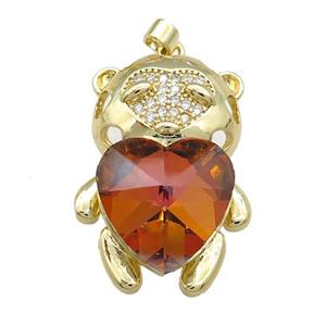 Copper Mouse Pendant Pave Crystal Glass Zircon Gold Plated, approx 23-35mm [FN38416]