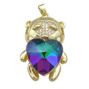 Copper Mouse Pendant Pave Crystal Glass Zircon Gold Plated, approx 23-35mm [FN38417]