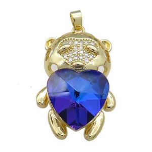 Copper Mouse Pendant Pave Crystal Glass Zircon Gold Plated, approx 23-35mm [FN38419]