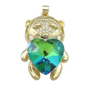 Copper Mouse Pendant Pave Crystal Glass Zircon Gold Plated, approx 23-35mm [FN38420]