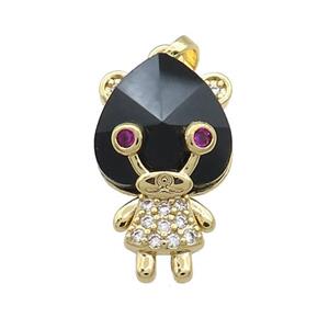 Copper Kids Pendant Pave Crystal Glass Zircon Gold Plated, approx 15-23mm [FN38424]