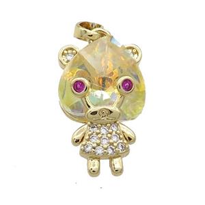 Copper Kids Pendant Pave Crystal Glass Zircon Gold Plated, approx 15-23mm [FN38425]