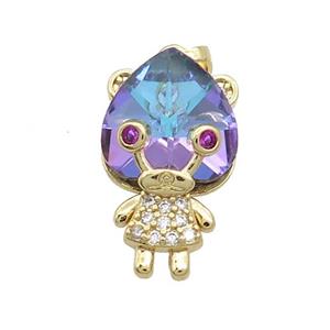 Copper Kids Pendant Pave Crystal Glass Zircon Gold Plated, approx 15-23mm [FN38427]