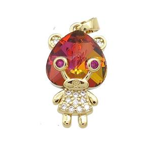 Copper Kids Pendant Pave Crystal Glass Zircon Gold Plated, approx 15-23mm [FN38428]