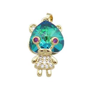 Copper Kids Pendant Pave Crystal Glass Zircon Gold Plated, approx 15-23mm [FN38433]