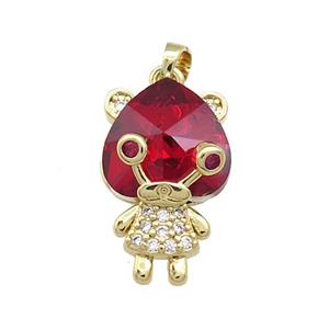 Copper Kids Pendant Pave Crystal Glass Zircon Gold Plated, approx 15-23mm [FN38434]