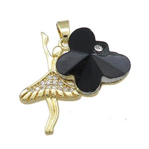 Copper Beauty Pendant Pave Crystal Glass Zircon Gold Plated, approx 15-18mm, 25-30mm [FN38480]