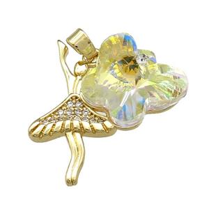 Copper Beauty Pendant Pave Crystal Glass Zircon Gold Plated, approx 15-18mm, 25-30mm [FN38481]