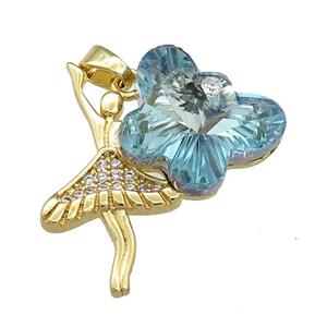 Copper Beauty Pendant Pave Crystal Glass Zircon Gold Plated, approx 15-18mm, 25-30mm [FN38482]