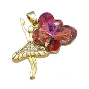 Copper Beauty Pendant Pave Crystal Glass Zircon Gold Plated, approx 15-18mm, 25-30mm [FN38483]