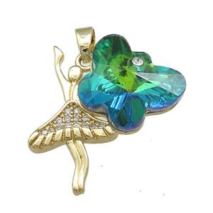 Copper Beauty Pendant Pave Crystal Glass Zircon Gold Plated, approx 15-18mm, 25-30mm [FN38485]