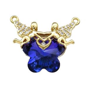 Copper Fairy Pendant Pave Crystal Glass Zircon 2loops Gold Plated, approx 15-18mm, 22-28mm [FN38520]