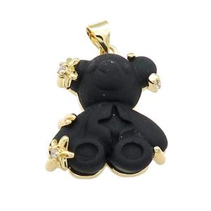 Black Acrylic Bear Pendant Gold Plated, approx 18-21mm [FN38524]
