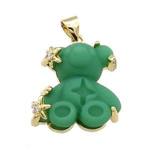 Green Acrylic Bear Pendant Gold Plated, approx 18-21mm [FN38525]