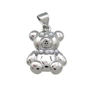 Copper Bear Pendant Pave Pearlized Resin Platinum Plated, approx 12-16mm [FN38534]