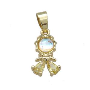 Copper Kids Pendant Pave Zircon Gold Plated, approx 8-16mm [FN38541]